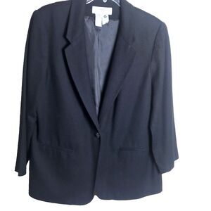 SAG HARBOR Woman's Black Wool & Nylon Blazer  Vintage  Size 16W